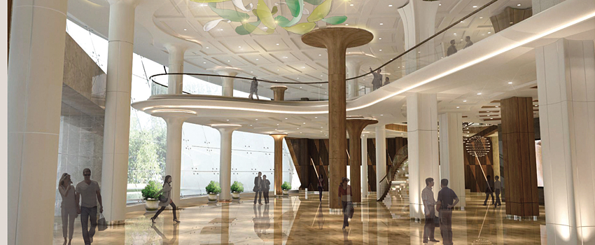 华南医药中心大堂GRG柱子